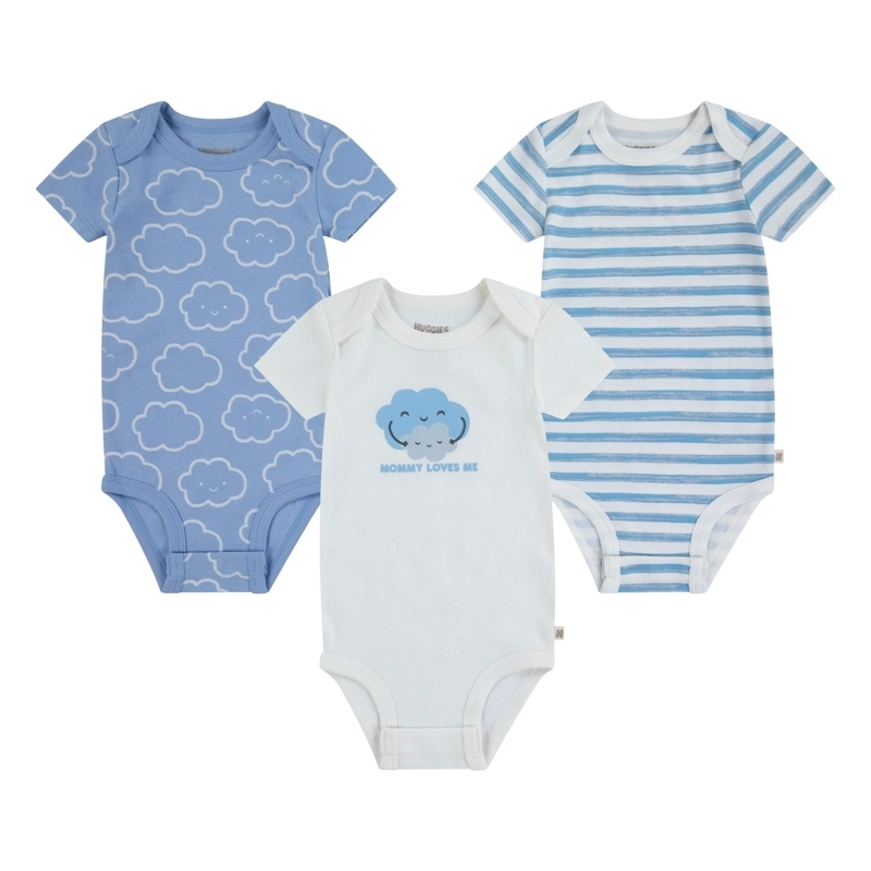 SET DE 3 PIEZAS BODIES MANGA CORTA NUBES BEBE HUGGIES - 1