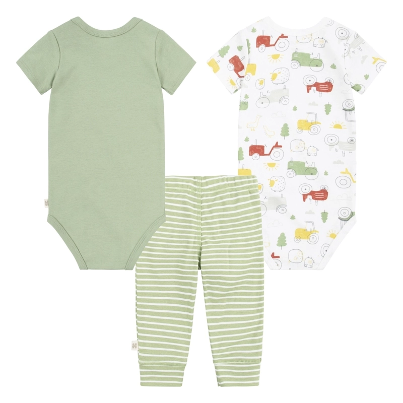 CONJUNTO 3 PIEZAS BODIES MANGA CORTA Y PANTALON GRANJA BEBE HUGGIES - 2