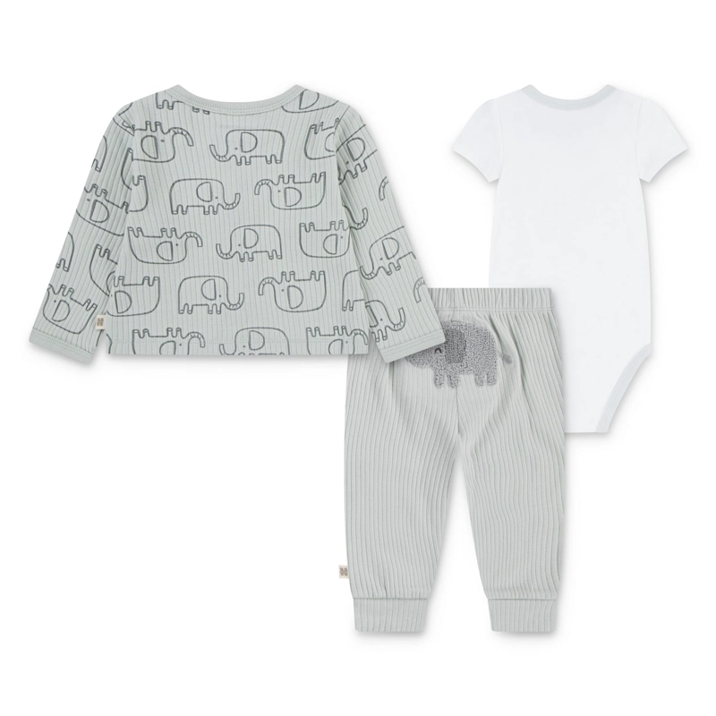 CONJUNTO 3 PIEZAS CHALECO, BODY Y PANTALON VERDE  BEBE HUGGIES - 2