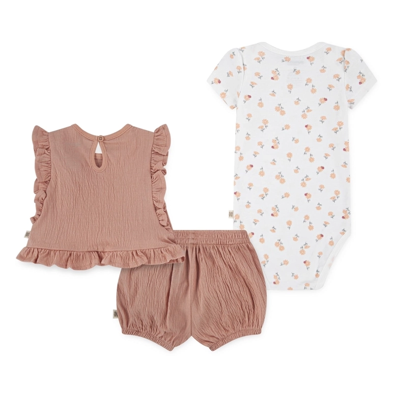 CONJUNTO 3 PIEZAS POLERA, BODY Y SHORT ROSADO OSCURO BEBE HUGGIES - 2
