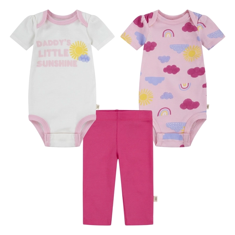 SET 3 PIEZAS BODIES MANGA CORTA Y PANTALON NUBES  BEBE HUGGIES - 1