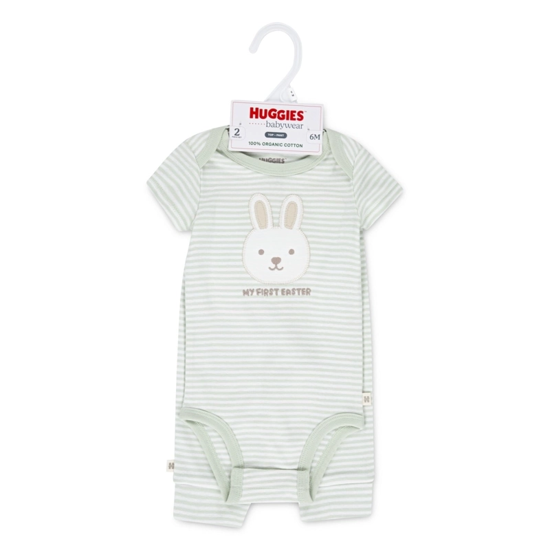CONJUNTO 2 PIEZAS BODY MANGA CORTA Y PANTALON CONEJO BEBE HUGGIES - 5