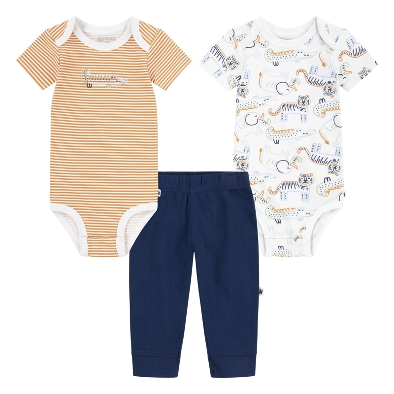 CONJUNTO 3 PIEZAS BODIES MANGA CORTA Y PANTALON SAFARI BEBE HUGGIES - 1