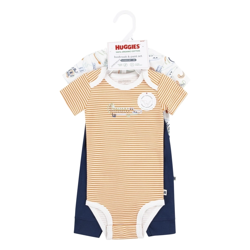 CONJUNTO 3 PIEZAS BODIES MANGA CORTA Y PANTALON SAFARI BEBE HUGGIES - 5