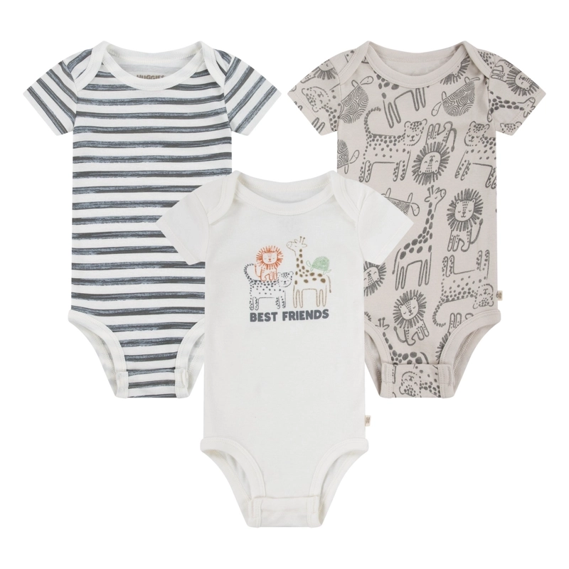 SET DE 3 PIEZAS BODIES MANGA CORTA ZOO BEBE HUGGIES - 1