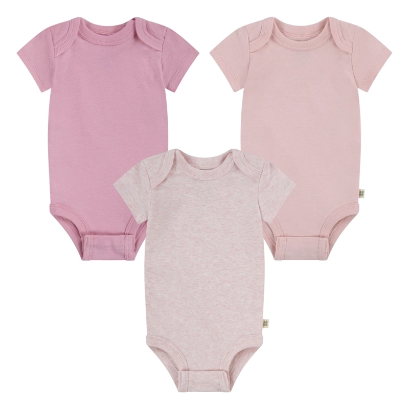 SET 3 BODIES MANGA CORTA BEBE ROSADOS HUGGIES - 1