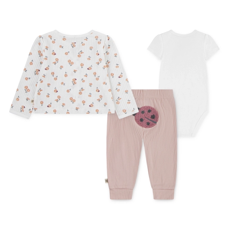 CONJUNTO 3 PIEZAS CHALECO, BODY Y PANTALON INSECTOS Y FLORES BEBE HUGGIES - 2
