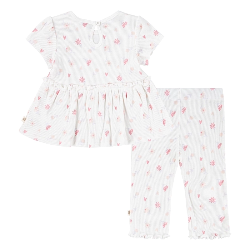 CONJUNTO 2 PIEZAS VESTIDO Y PANTALON FLORES Y CORAZONES BEBE HUGGIES - 2