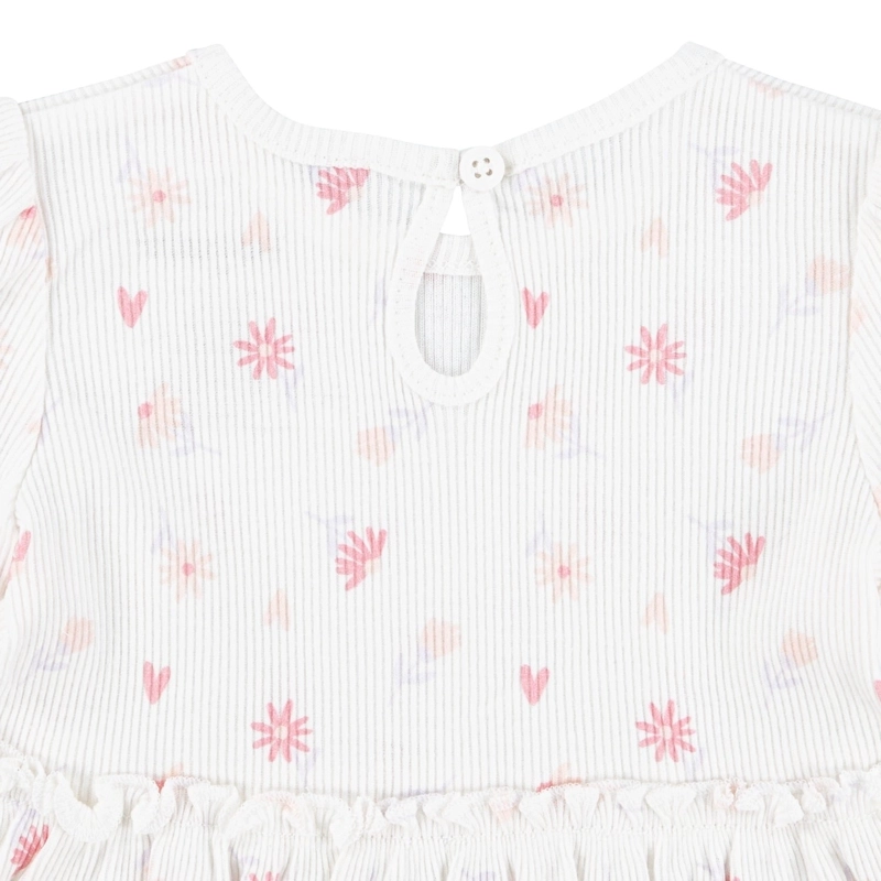 CONJUNTO 2 PIEZAS VESTIDO Y PANTALON FLORES Y CORAZONES BEBE HUGGIES - 3