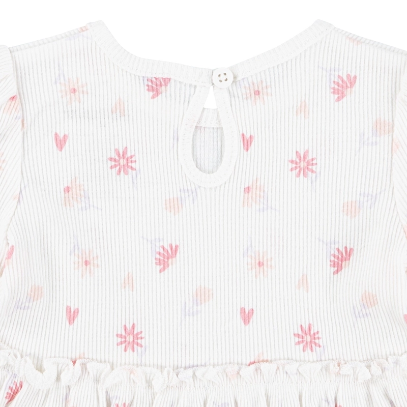 CONJUNTO 2 PIEZAS VESTIDO Y PANTALON FLORES Y CORAZONES BEBE HUGGIES - 3