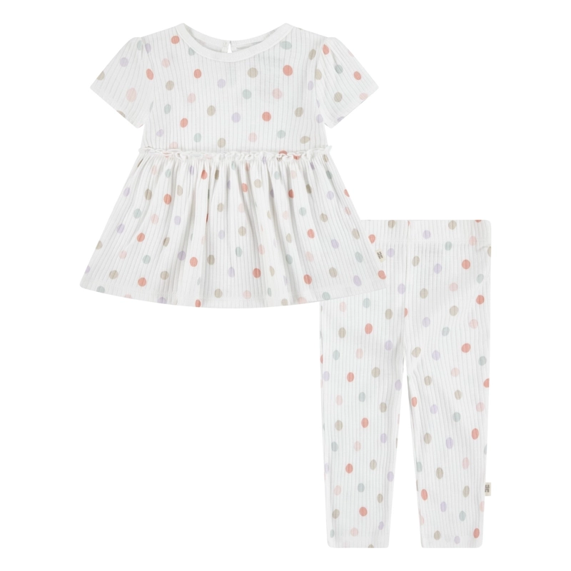CONJUNTO 2 PIEZAS VESTIDO Y PANTALON PUNTITOS BEBE HUGGIES - 1