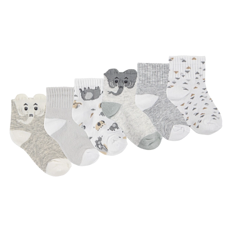 PACK 6 CALCETINES ELEFANTES GRISES BEBE HUGGIES - 2