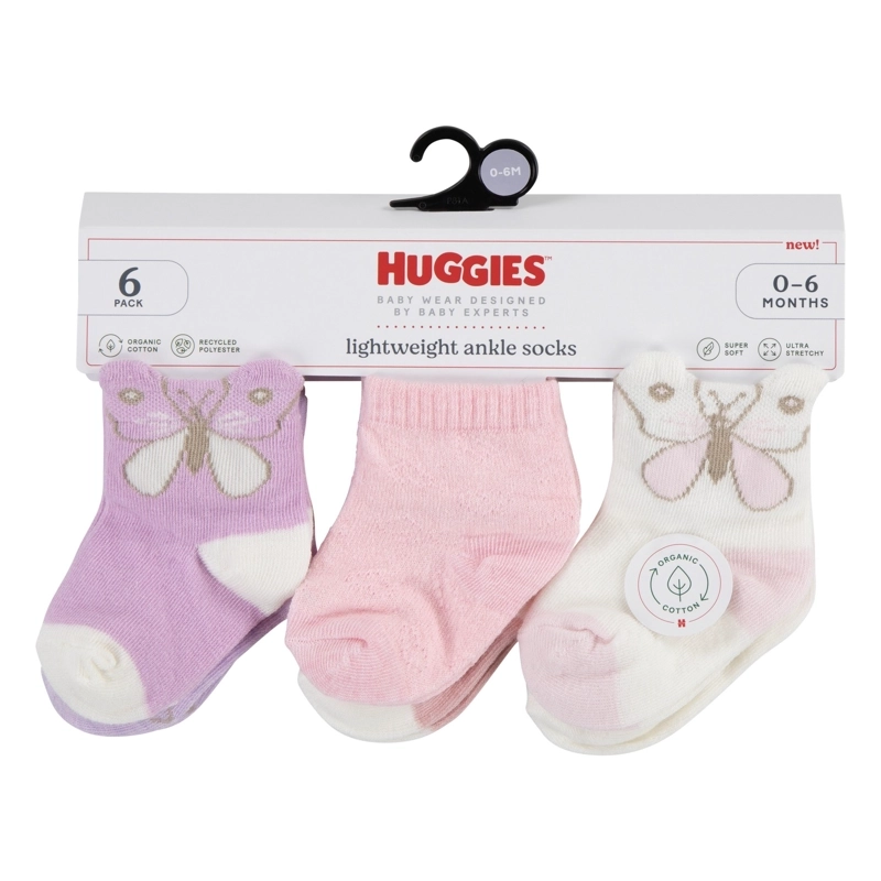 PACK 6 CALCETINES MARIPOSAS BEBE HUGGIES - 3