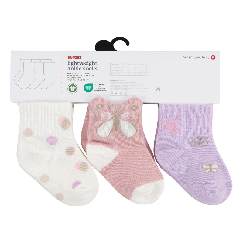PACK 6 CALCETINES MARIPOSAS BEBE HUGGIES - 4