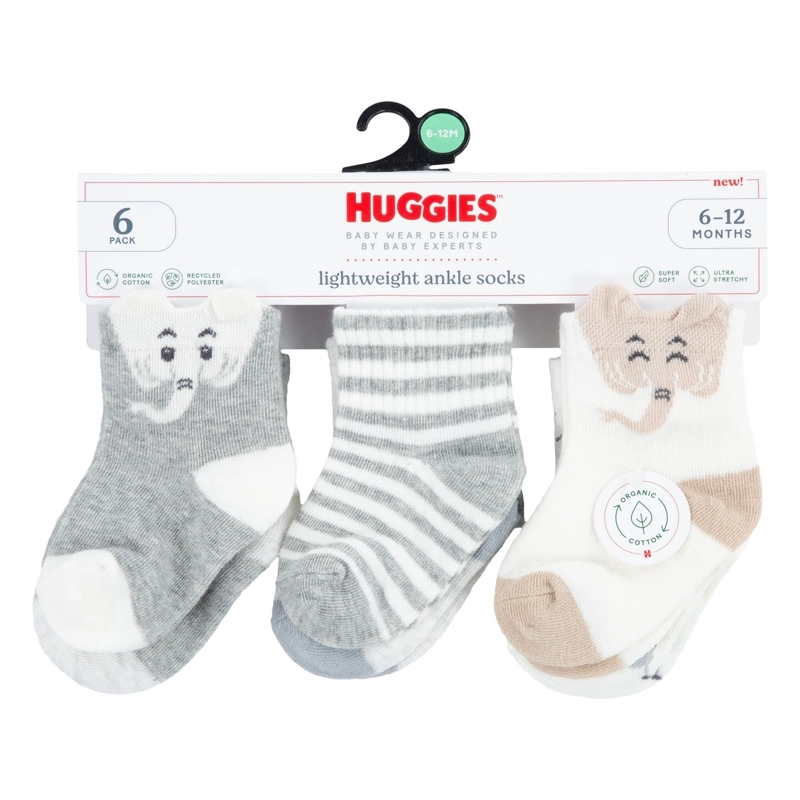 PACK 6 CALCETINES ELEFANTES BEBE HUGGIES - 3