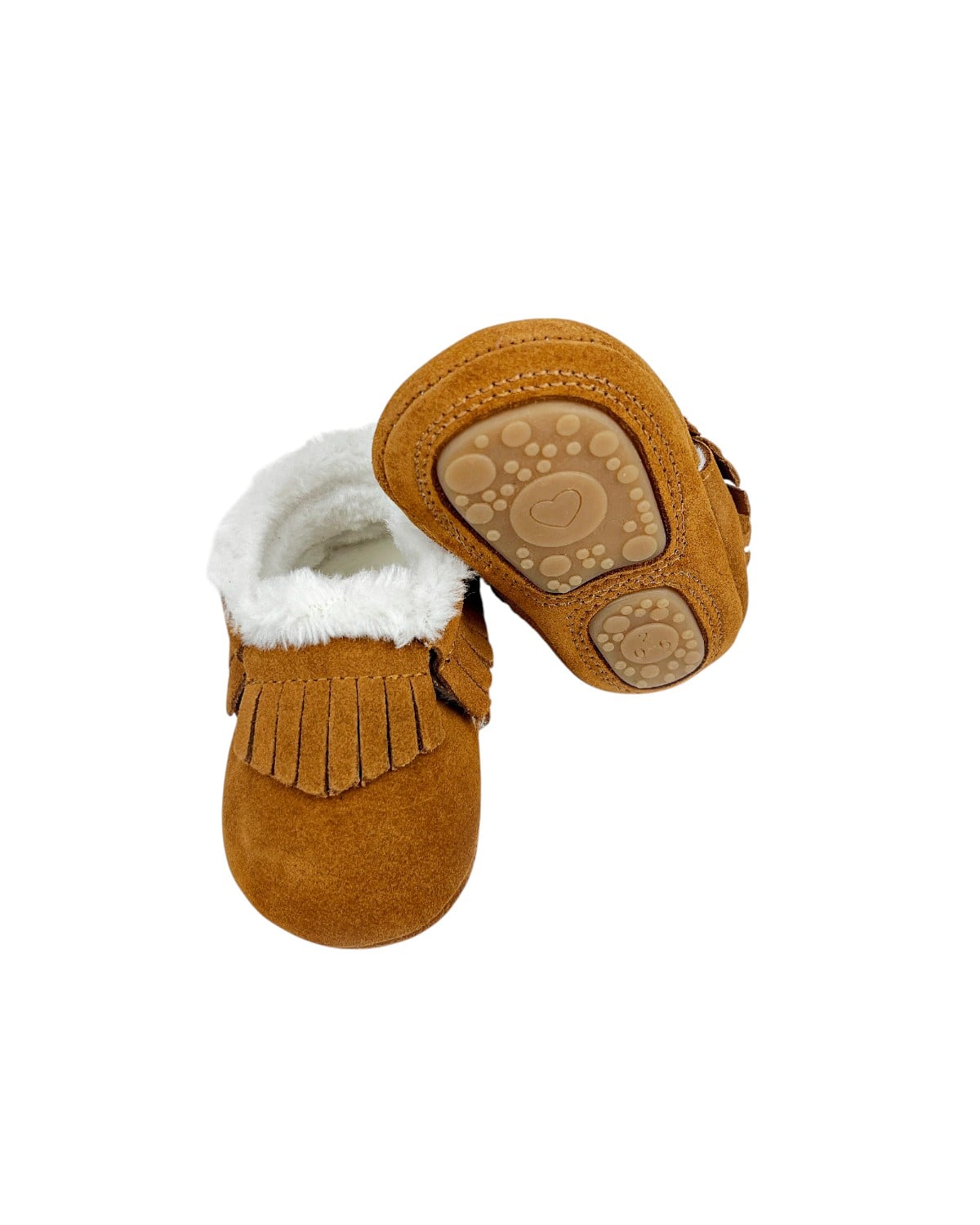 BOTINES BEBÉ GAMUZA CARAMELO CON FLECOS Y FORRO SHERPA - 2