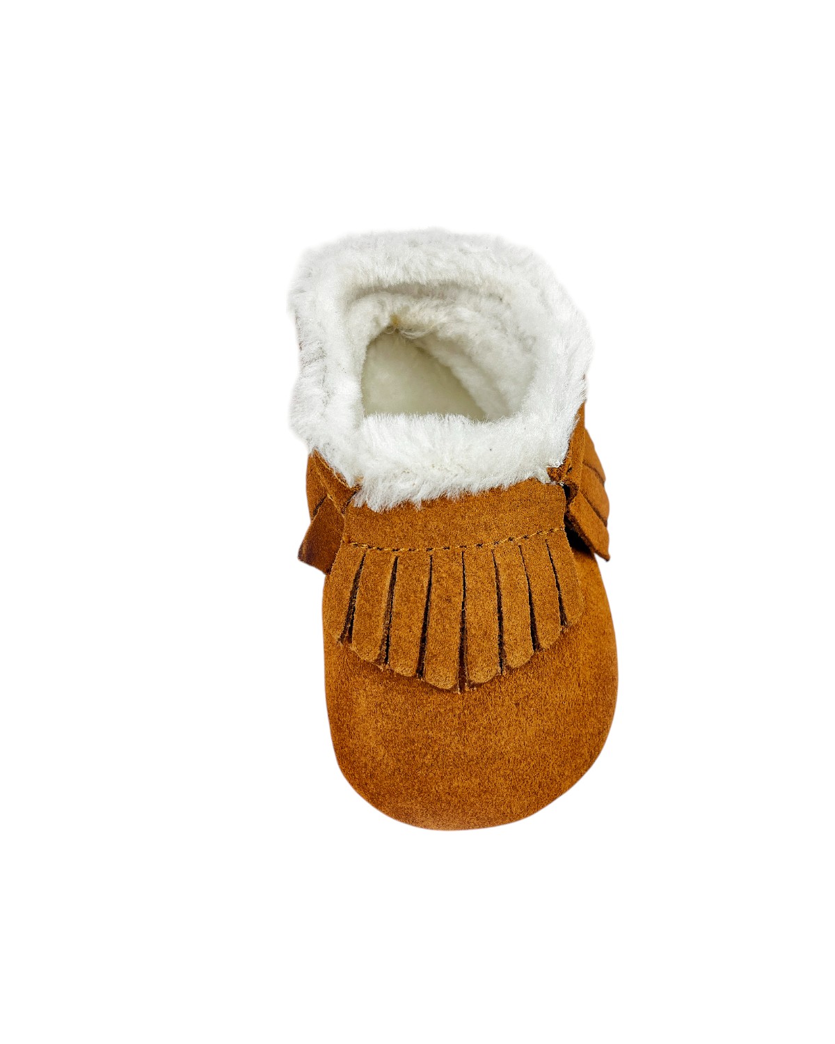 BOTINES BEBÉ GAMUZA CARAMELO CON FLECOS Y FORRO SHERPA - 4
