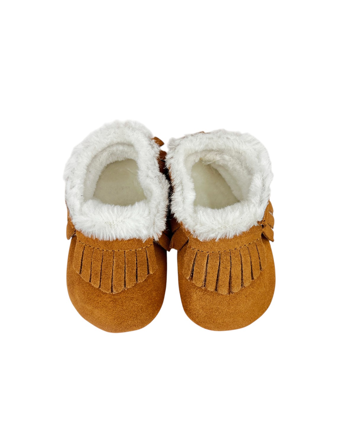 BOTINES BEBÉ GAMUZA CARAMELO CON FLECOS Y FORRO SHERPA - 5