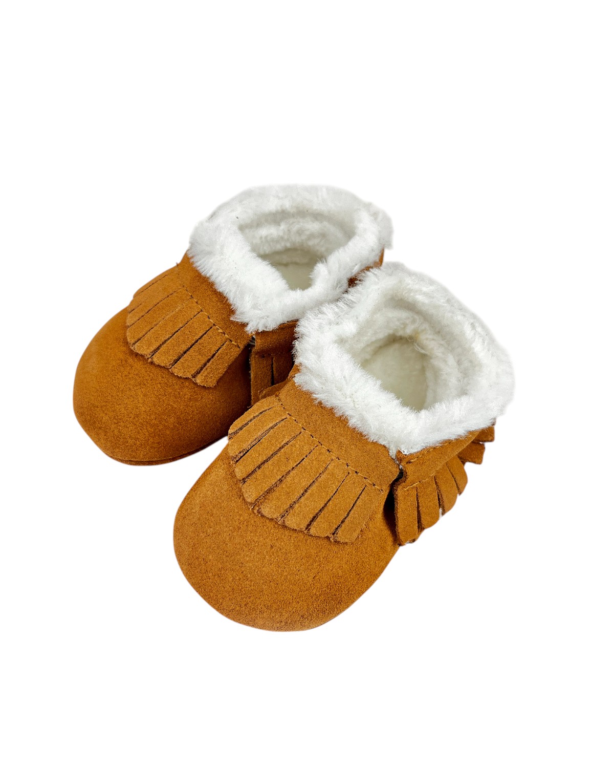 BOTINES BEBÉ GAMUZA CARAMELO CON FLECOS Y FORRO SHERPA - 8