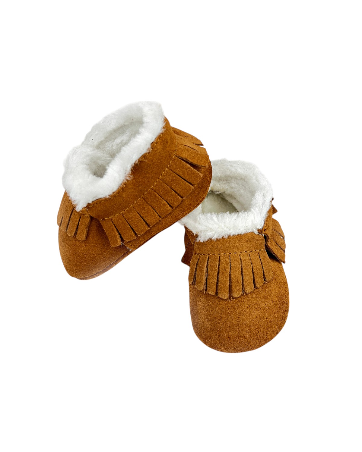 BOTINES BEBÉ GAMUZA CARAMELO CON FLECOS Y FORRO SHERPA - 9