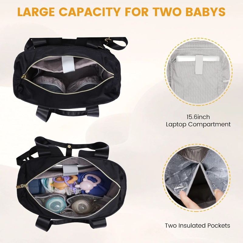 BOLSO MATERNAL MOCHILA TOTAL BLACK – ELEGANTE, AMPLIO Y RESISTENTE - 3