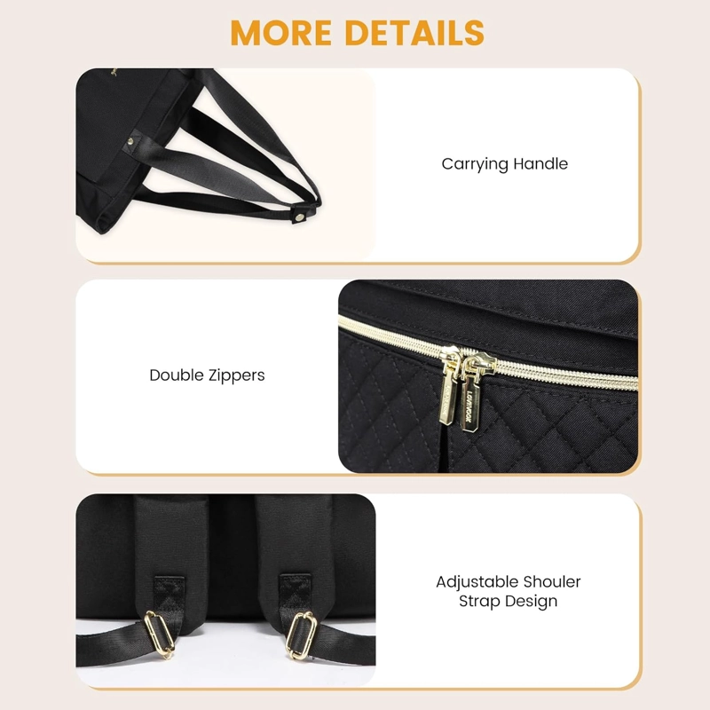 BOLSO MATERNAL MOCHILA TOTAL BLACK – ELEGANTE, AMPLIO Y RESISTENTE - 5