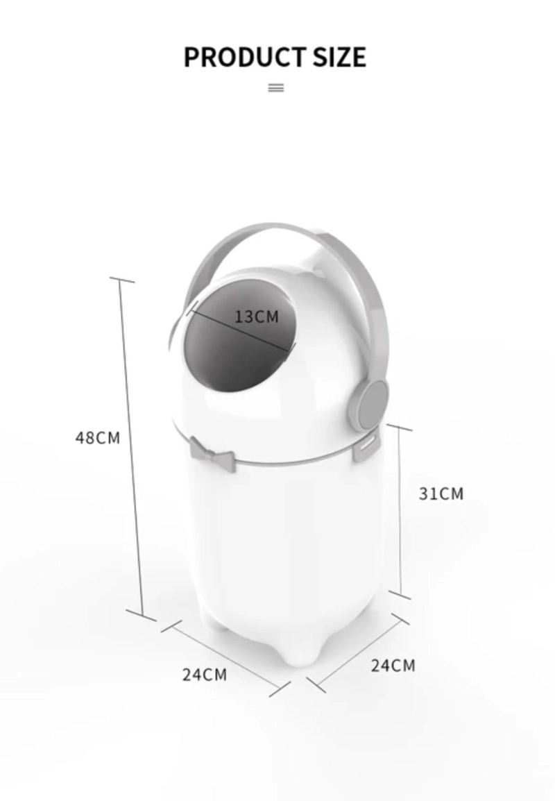 CONTENEDOR DE PAÑALES HERME TICO BLANCO 10 L | BASURERO ANTIODOR BPA FREE - 6