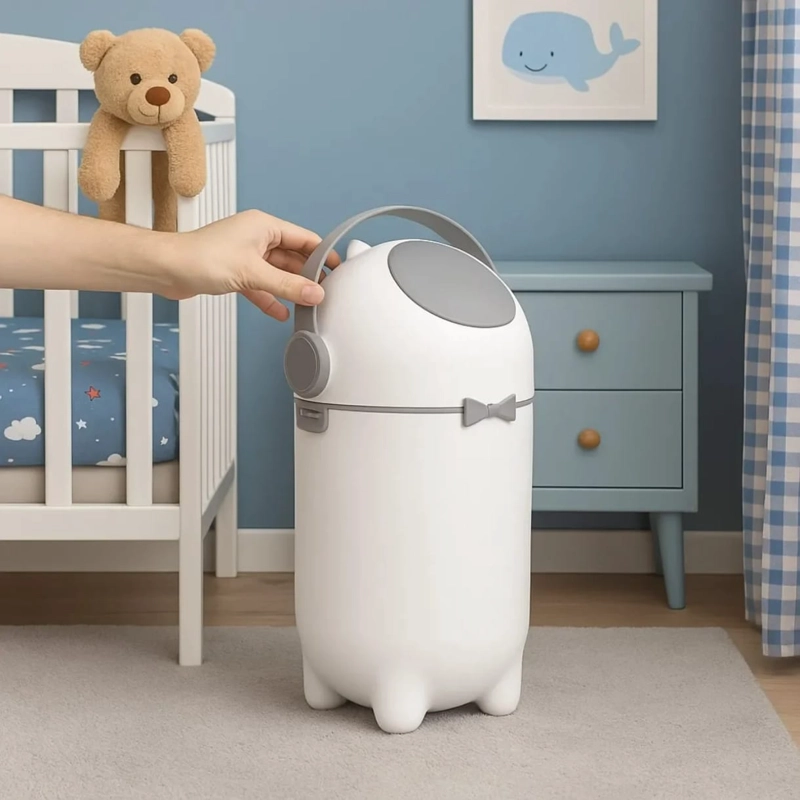 CONTENEDOR DE PAÑALES HERME TICO BLANCO 10 L | BASURERO ANTIODOR BPA FREE - 7