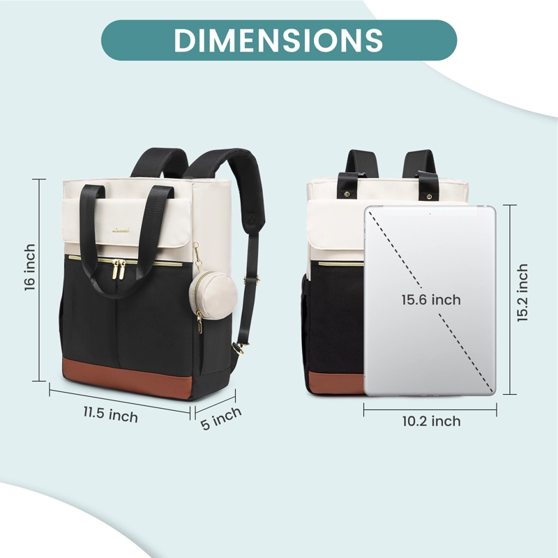 BOLSO MATERNAL 2 EN 1 MOCHILA Y BANDOLERA - EVA WHITE&BLACK - 2