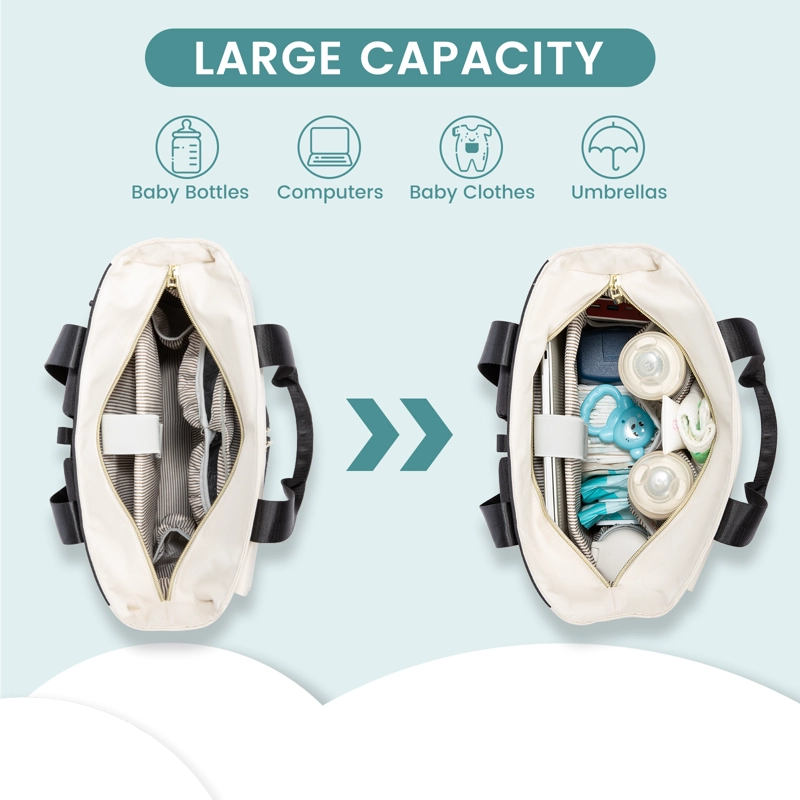 BOLSO MATERNAL 2 EN 1 MOCHILA Y BANDOLERA - EVA WHITE&BLACK - 4