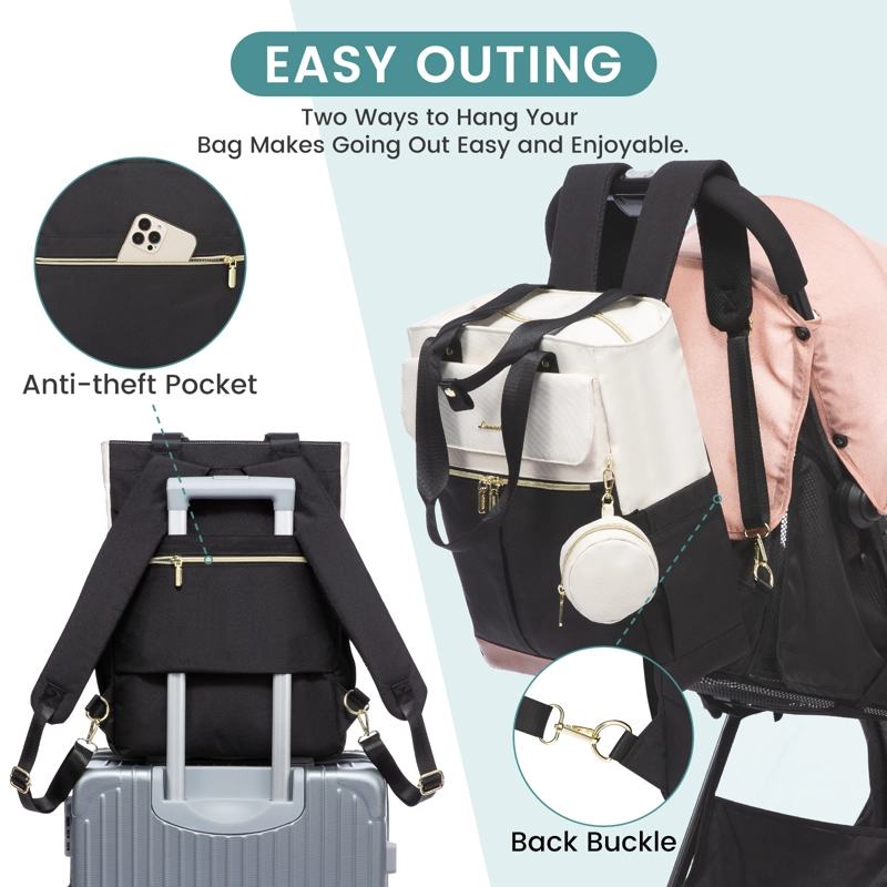 BOLSO MATERNAL 2 EN 1 MOCHILA Y BANDOLERA - EVA WHITE&BLACK - 6