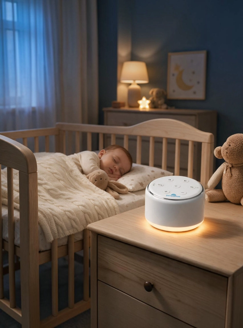 MAQUINA DE RUIDO BLANCO Y LUZ NOCTURNA PARA BEBE SENSIBLUE - 3