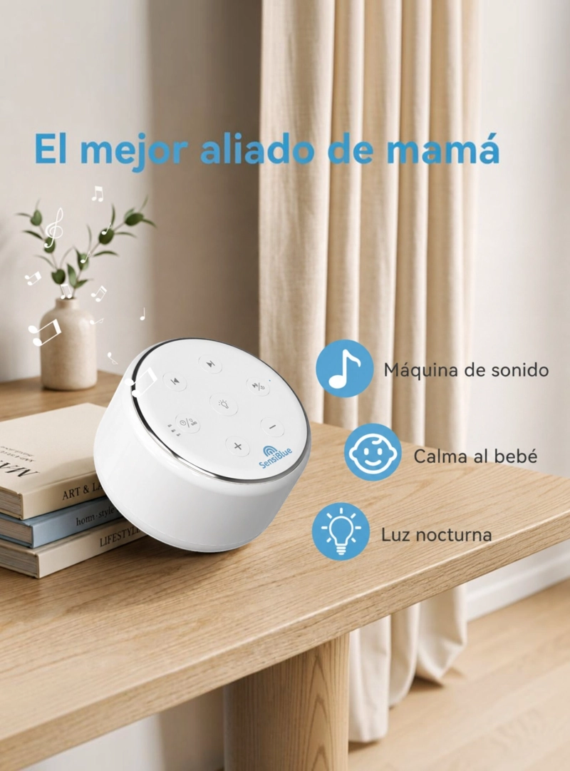 MAQUINA DE RUIDO BLANCO Y LUZ NOCTURNA PARA BEBE SENSIBLUE - 4