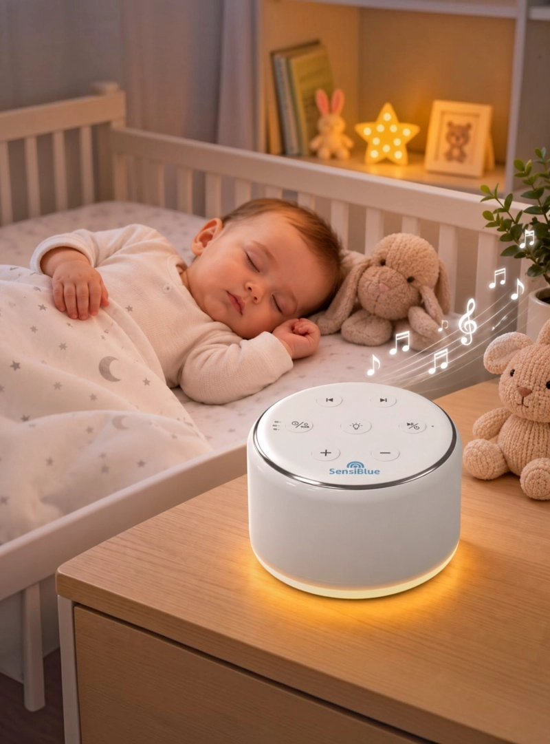 MAQUINA DE RUIDO BLANCO Y LUZ NOCTURNA PARA BEBE SENSIBLUE - 7
