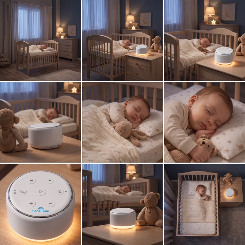 MAQUINA DE RUIDO BLANCO Y LUZ NOCTURNA PARA BEBE SENSIBLUE - 8