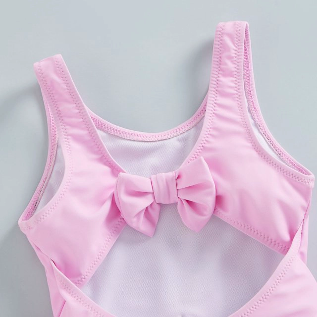 TRAJE DE BAÑO NIÑA CISNES ROSADO CON VUELOS - 5