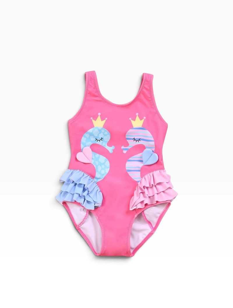 TRAJE DE BAÑO NIÑA CABALLITOS DE MAR ROSADO - 1