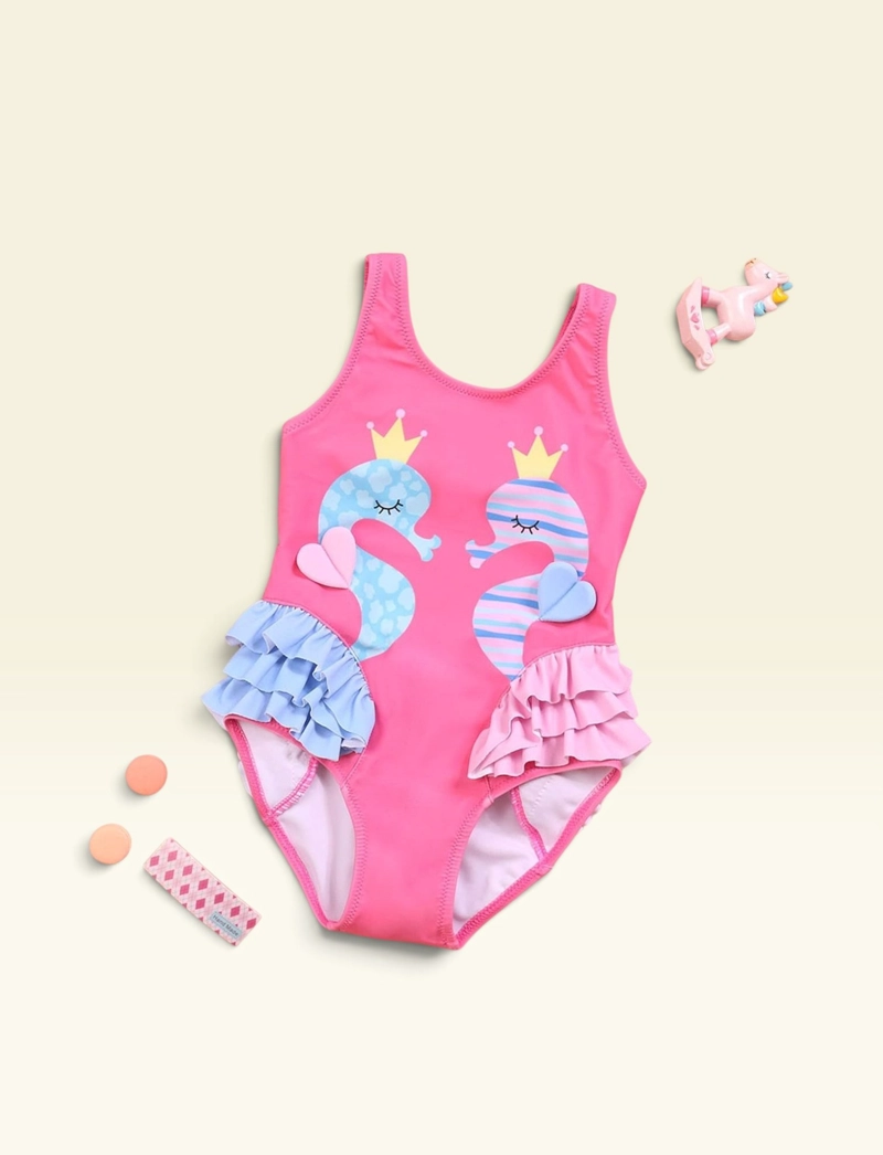 TRAJE DE BAÑO NIÑA CABALLITOS DE MAR ROSADO - 2
