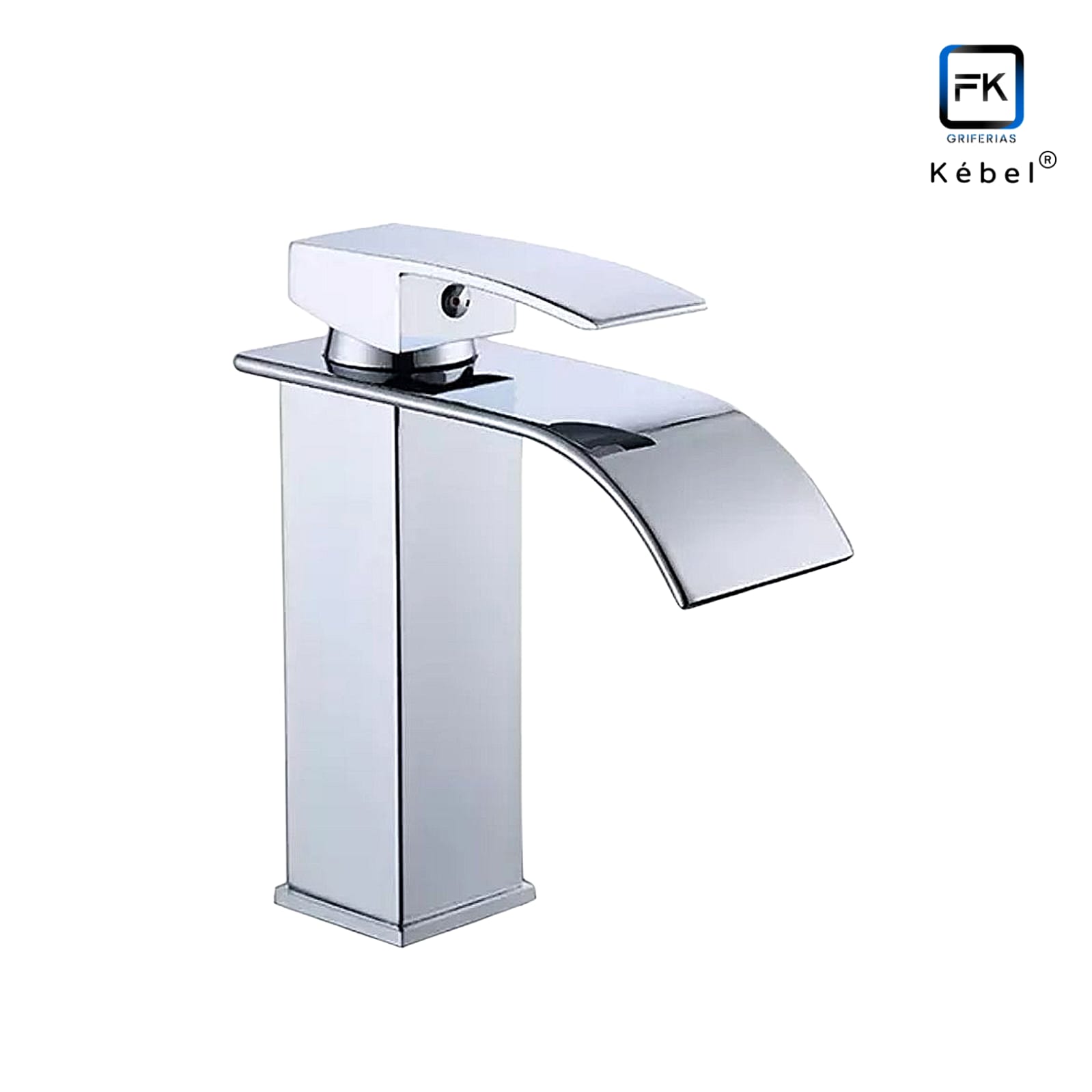 LLAVE MONOMANDO LAVAMANOS CASCADA CURVA CHROME KÉBEL FK - 1