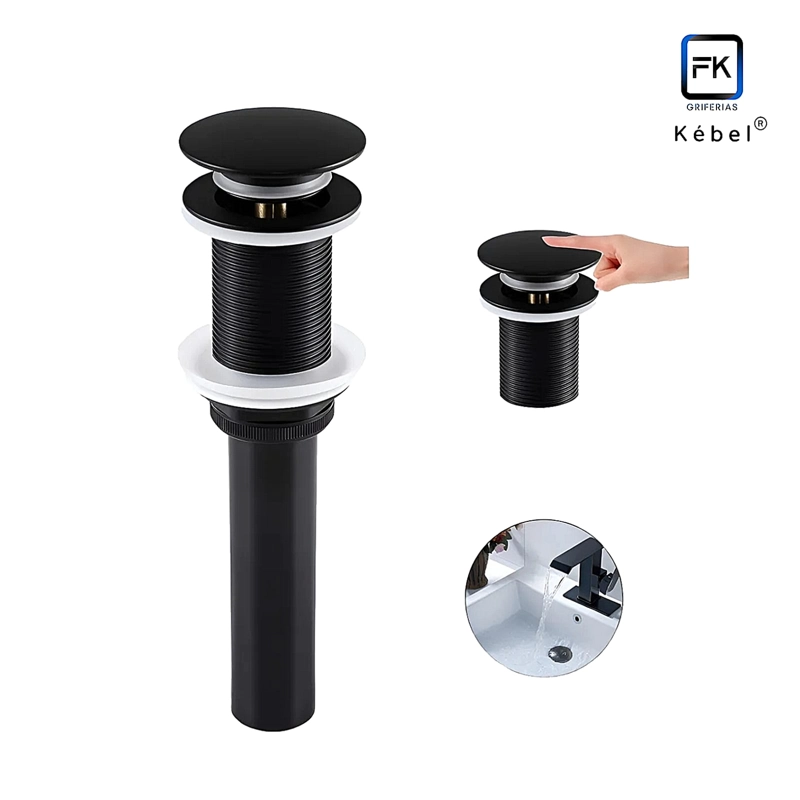 DESAGÜE CLICK PARA LAVAMANOS 1.1/4' CON REBALSE BLACK FK - 1
