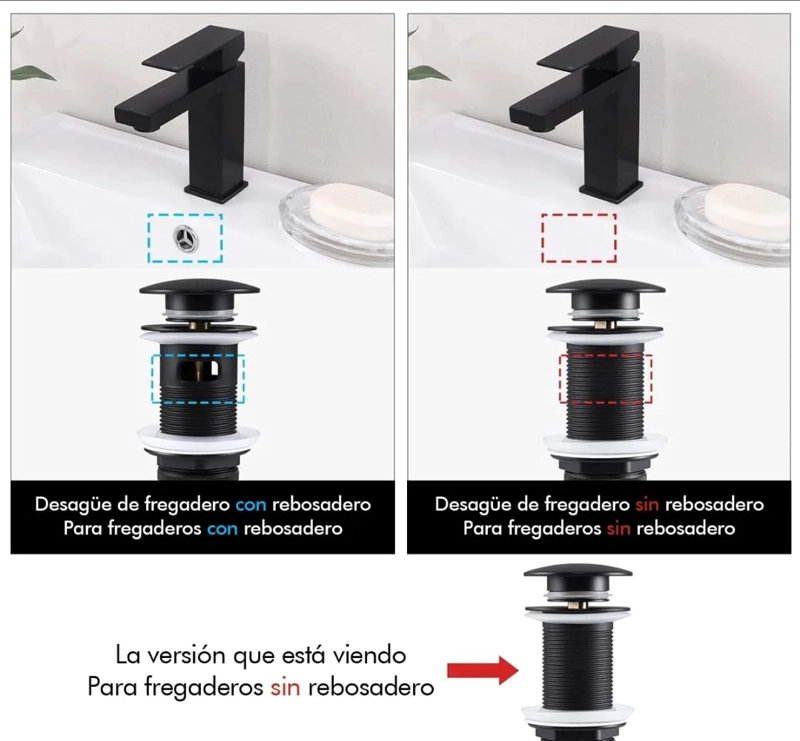 DESAGÜE CLICK PARA LAVAMANOS 1.1/4' CON REBALSE BLACK FK - 2