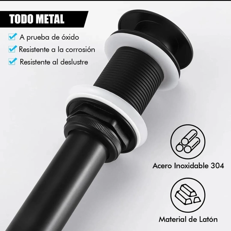 DESAGÜE CLICK PARA LAVAMANOS 1.1/4' CON REBALSE BLACK FK - 4