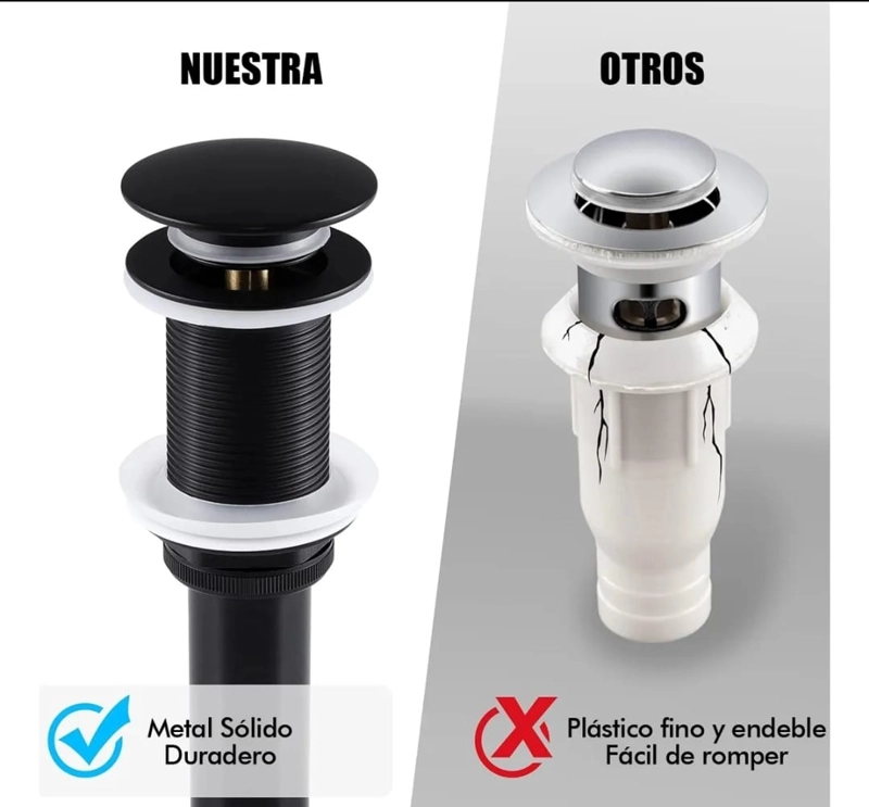 DESAGÜE CLICK PARA LAVAMANOS 1.1/4' CON REBALSE BLACK FK - 5