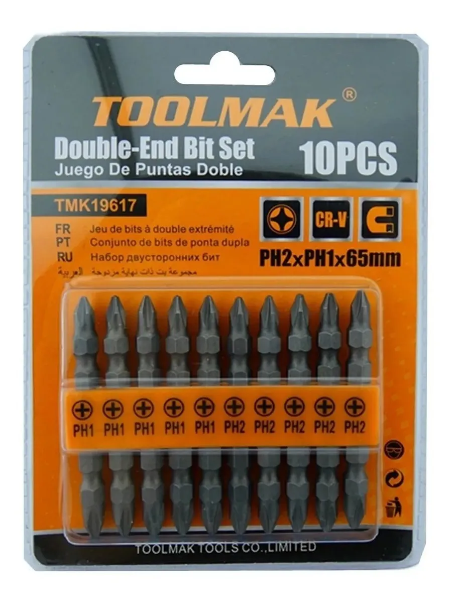 KIT JUEGO PUNTAS PHILLIPS PH2 PH1 DOBLE 10 PCS TMK19617 - 1