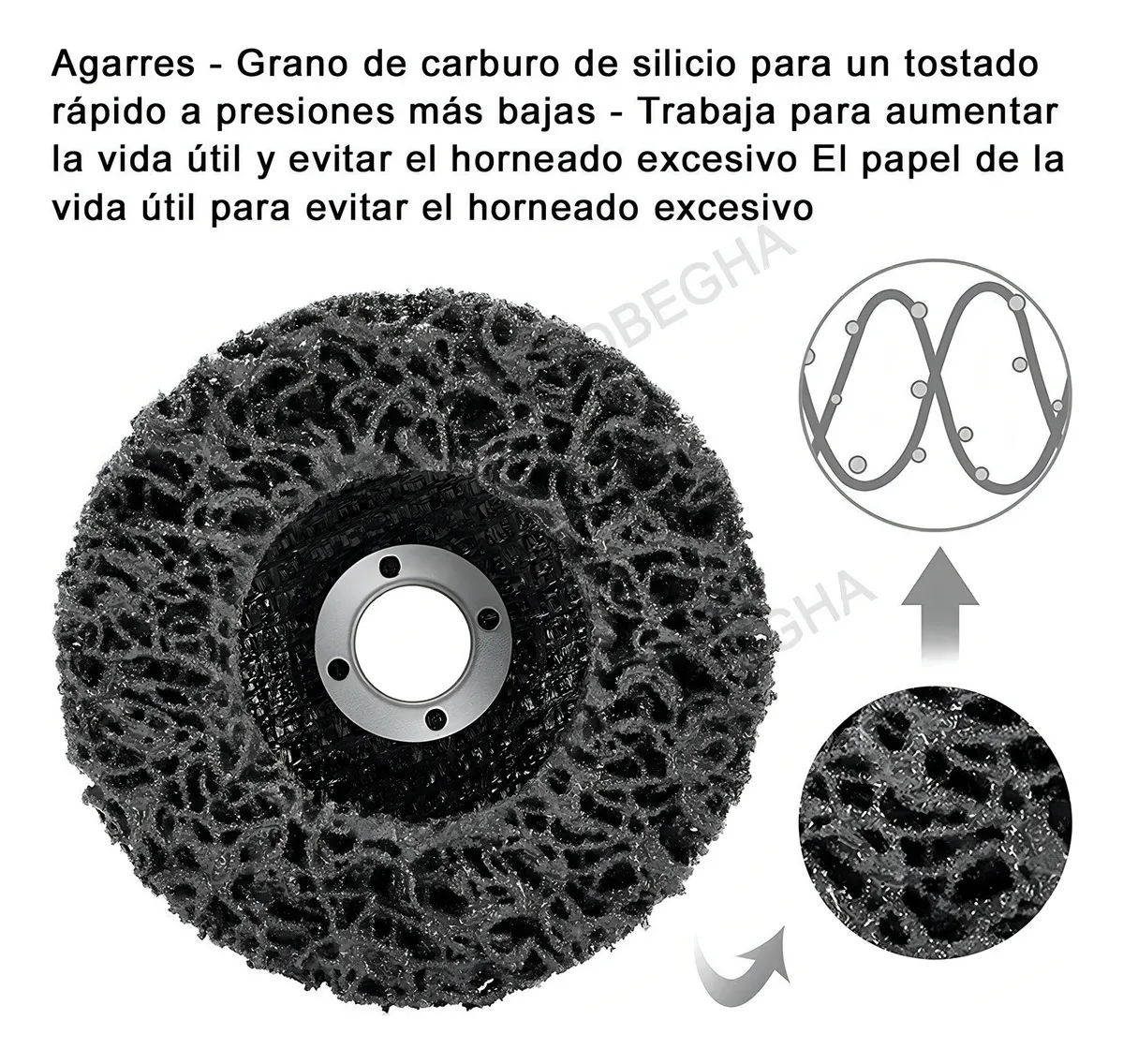 3PCS DISCO PULIR REMOVEDOR PINTURA OXIDO 4.5'' 115MM ESMERIL COLOR NEGRO - 3