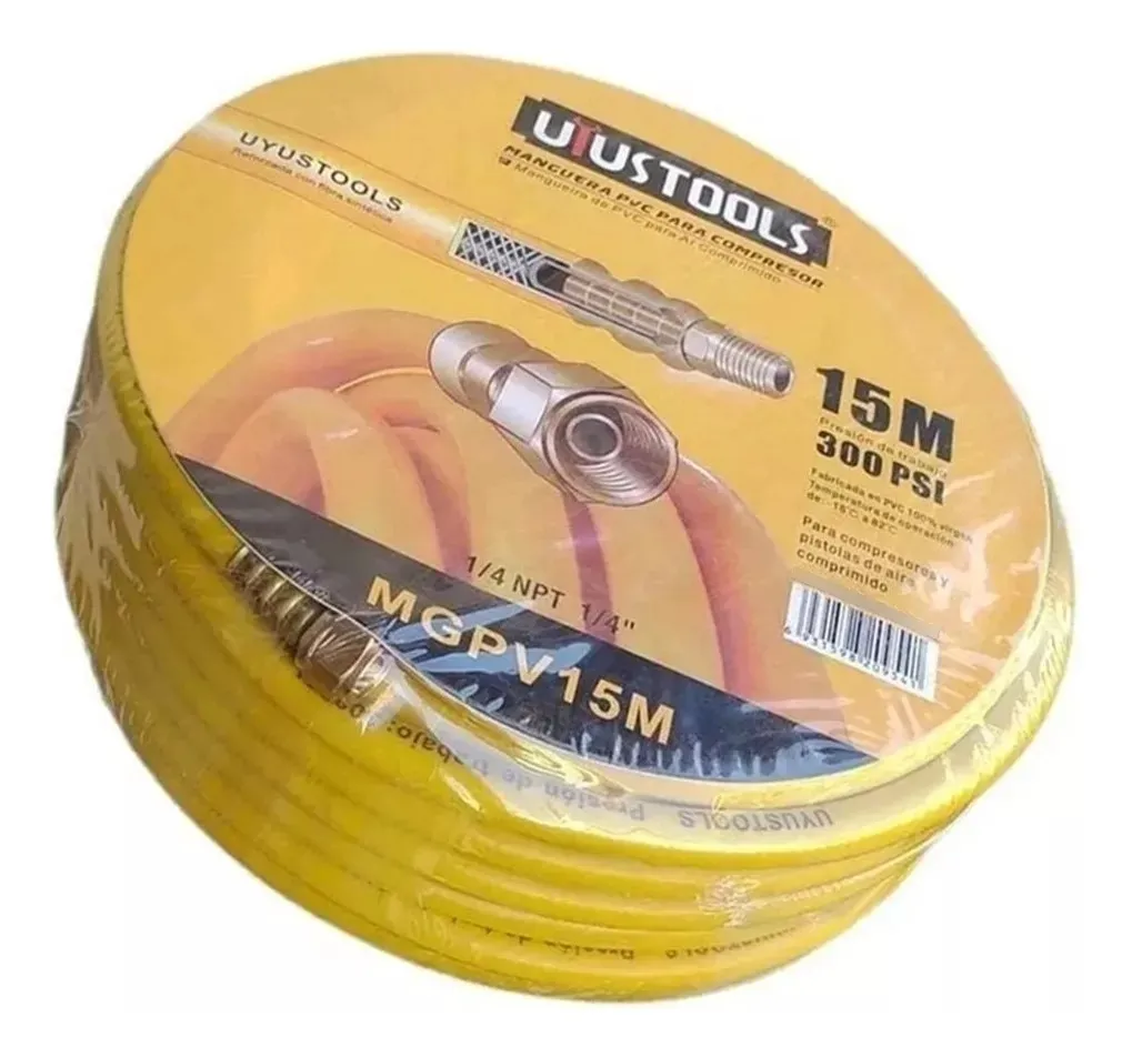 MANGUERA PARA COMPRESOR DE AIRE 1/4 15 MTS 300PSI UYUSTOOLS - 2