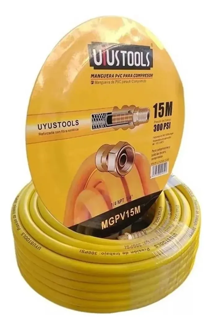 MANGUERA PARA COMPRESOR DE AIRE 1/4 15 MTS 300PSI UYUSTOOLS - 3