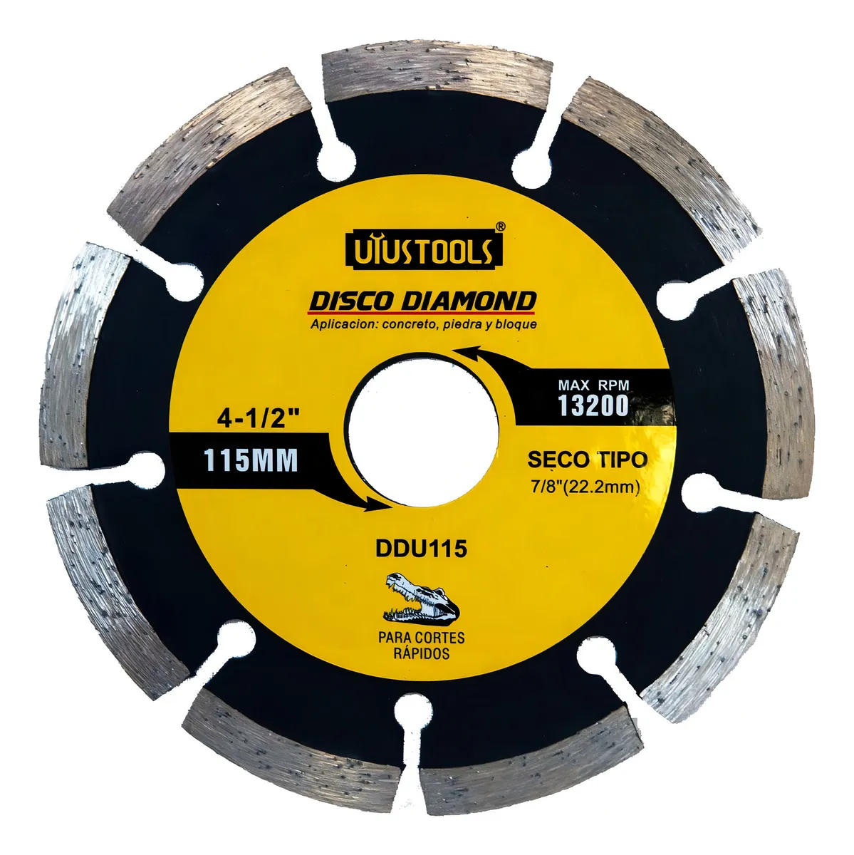 DISCO DIAMANTADO CORTE CERAMICA CONCRETO PIEDRA BLOQUE 4 1/2 COLOR AMARILLO - DDU115 - 1