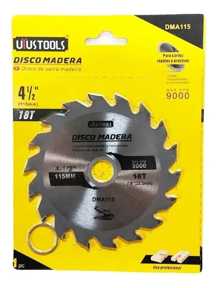 DISCO DE MADERA PARA ESMERIL 115 MM 18 DIENTES UYUSTOOLS - 1