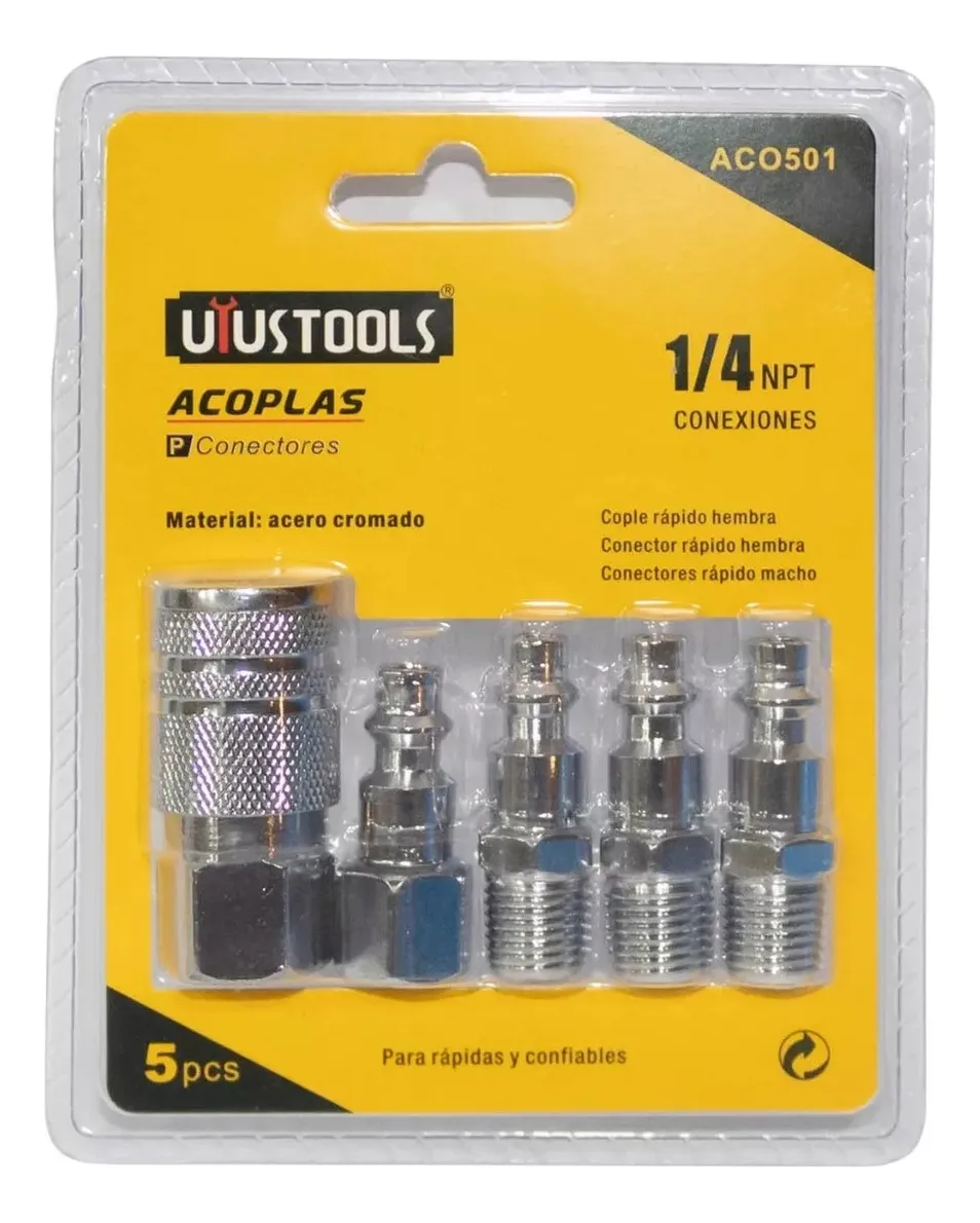 SET 5 ACCESORIOS ACOPLE RÁPIDO COMPRESOR UYUSTOOLS - 1